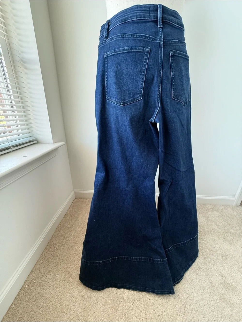 Free People La Rosa Flared Ultramarine- Dark Indigo Wide-Leg Flare Jeans - Picture 5 of 11